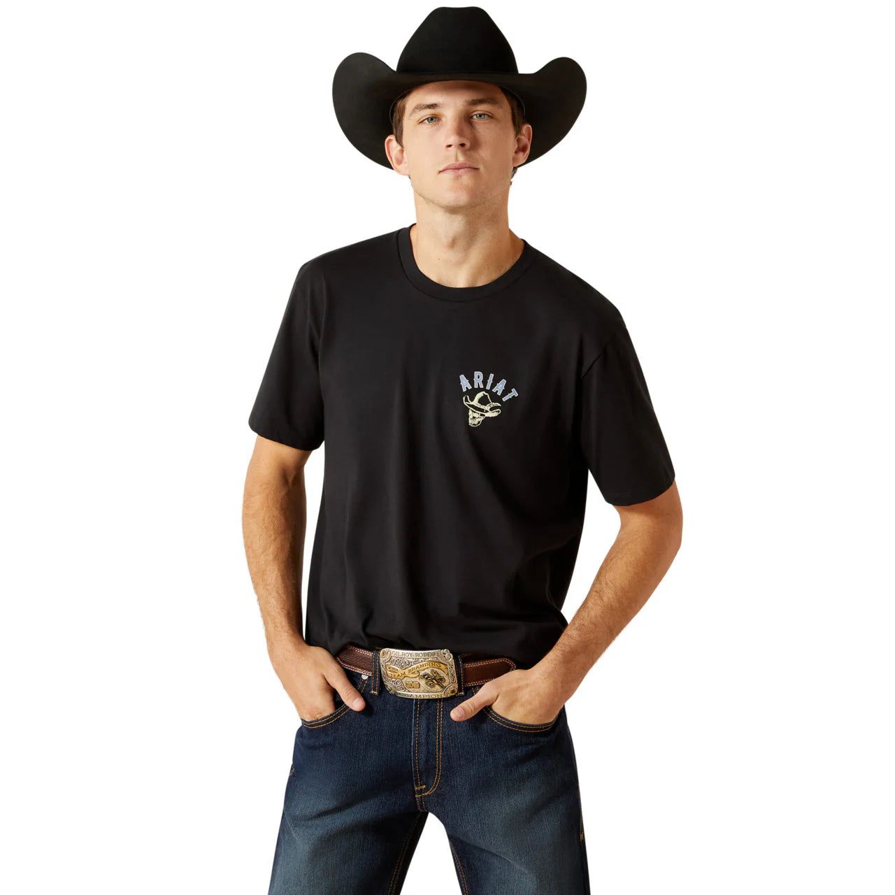 Ariat Men's Stitched Skull Logo Graphic Black T-Shirt