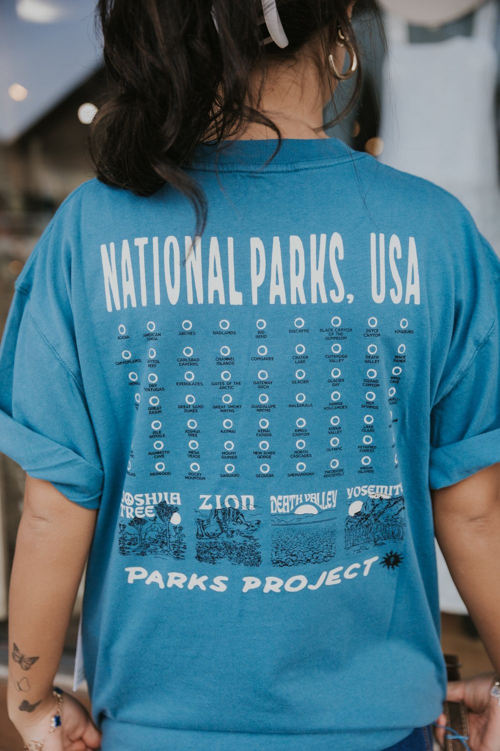 Fill In Your Park Boxy Tee- Dusty Blue