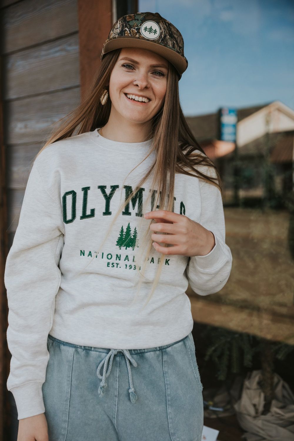 Olympic Tree Felt Appliqué Crewneck Sweater