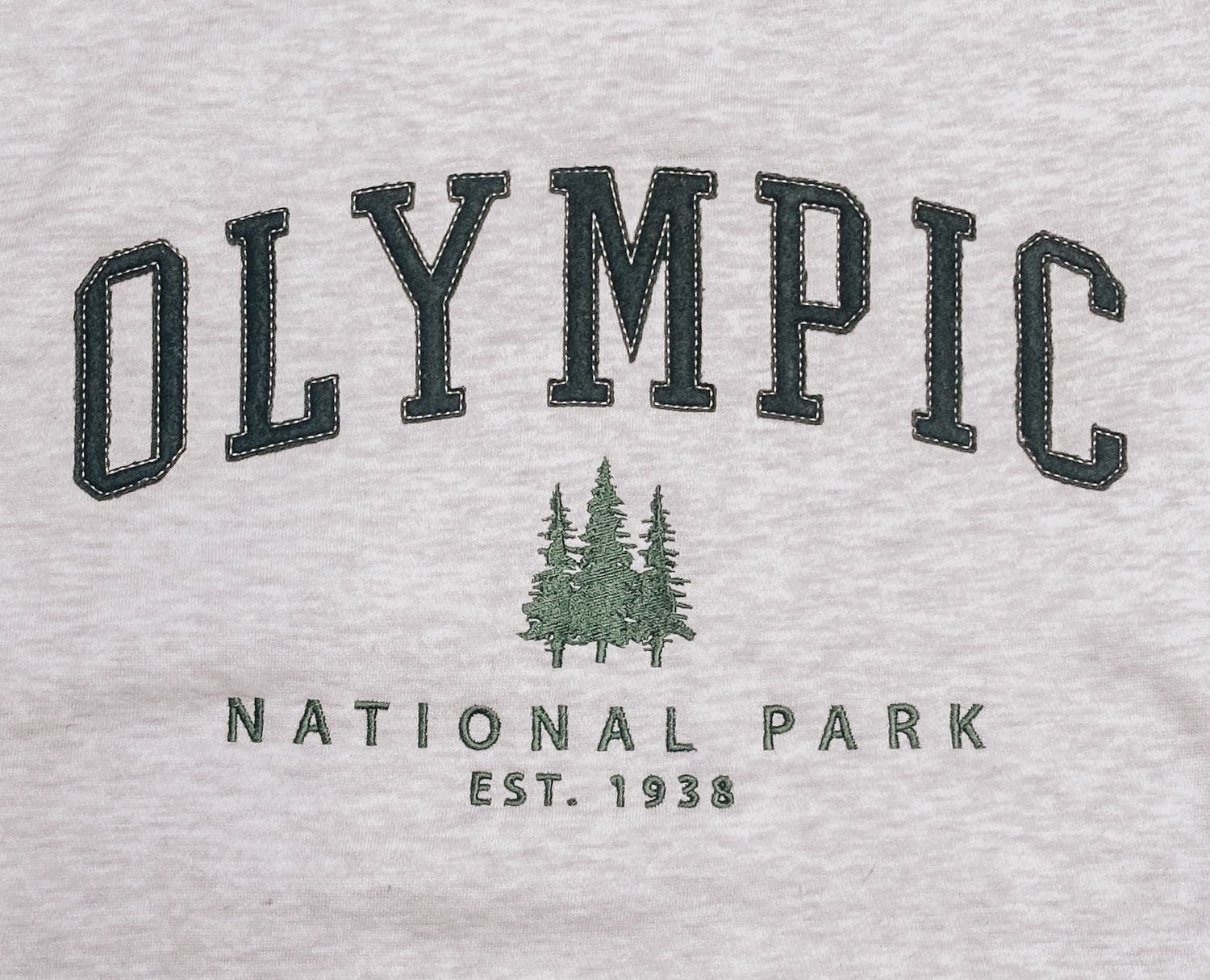 Olympic Tree Felt Appliqué Crewneck Sweater, Color: Oatmeal Heather, Size: Small