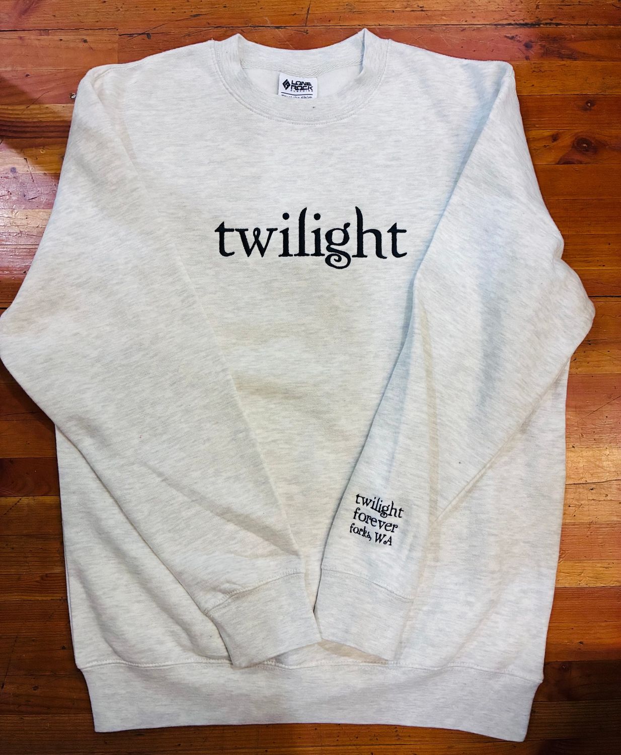 Oatmeal Logo Embroidered Crewneck, Color: Black Thread, Size: Small