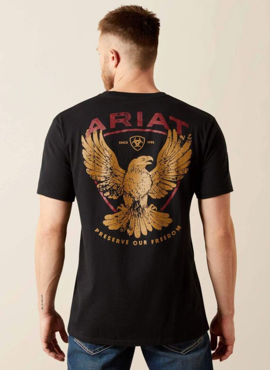 BLACK MNS Ariat Rustic Eagle T-Shirt
