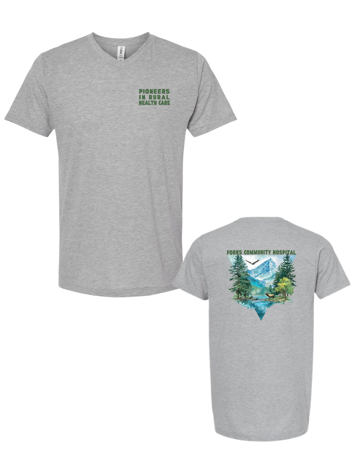 Pioneers In Rural Healthcare V-Neck Unisex Tee, Color: Sport Grey, Size: Small