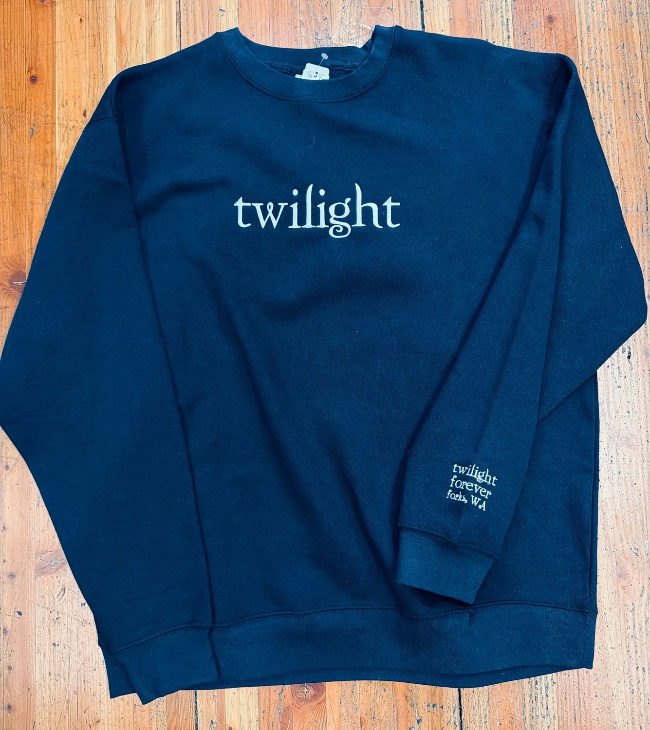 Navy Logo Embroidered Crewneck, Color: White Thread, Size: Small