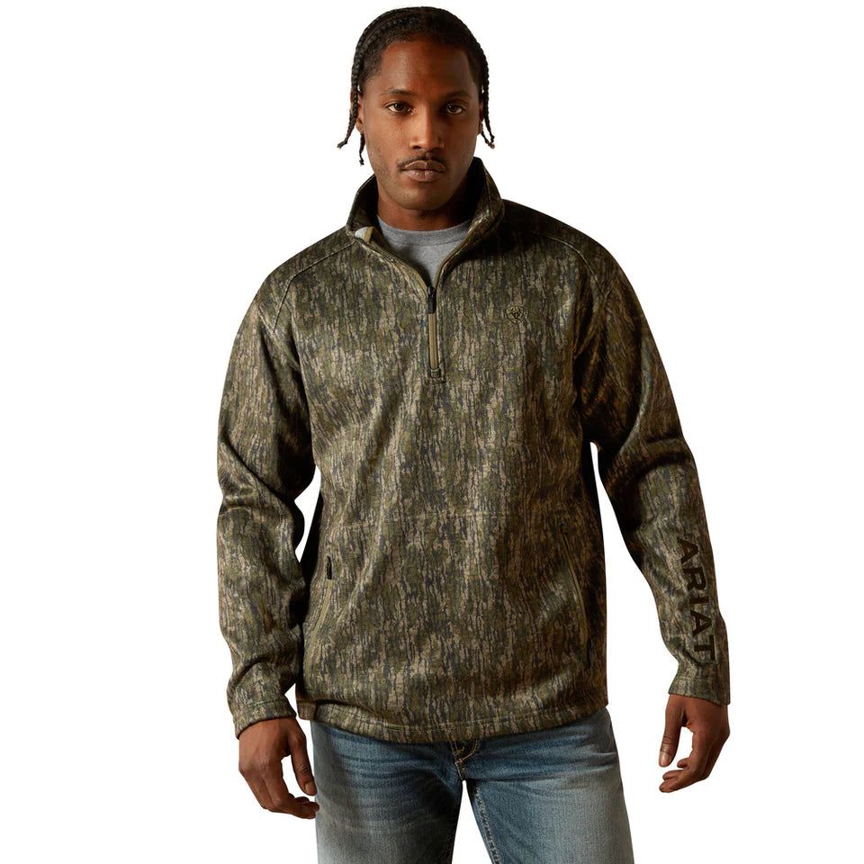 Men's Caldwell Logo 1/4 Zip Sweatshirt In Green Tree Bark Camo