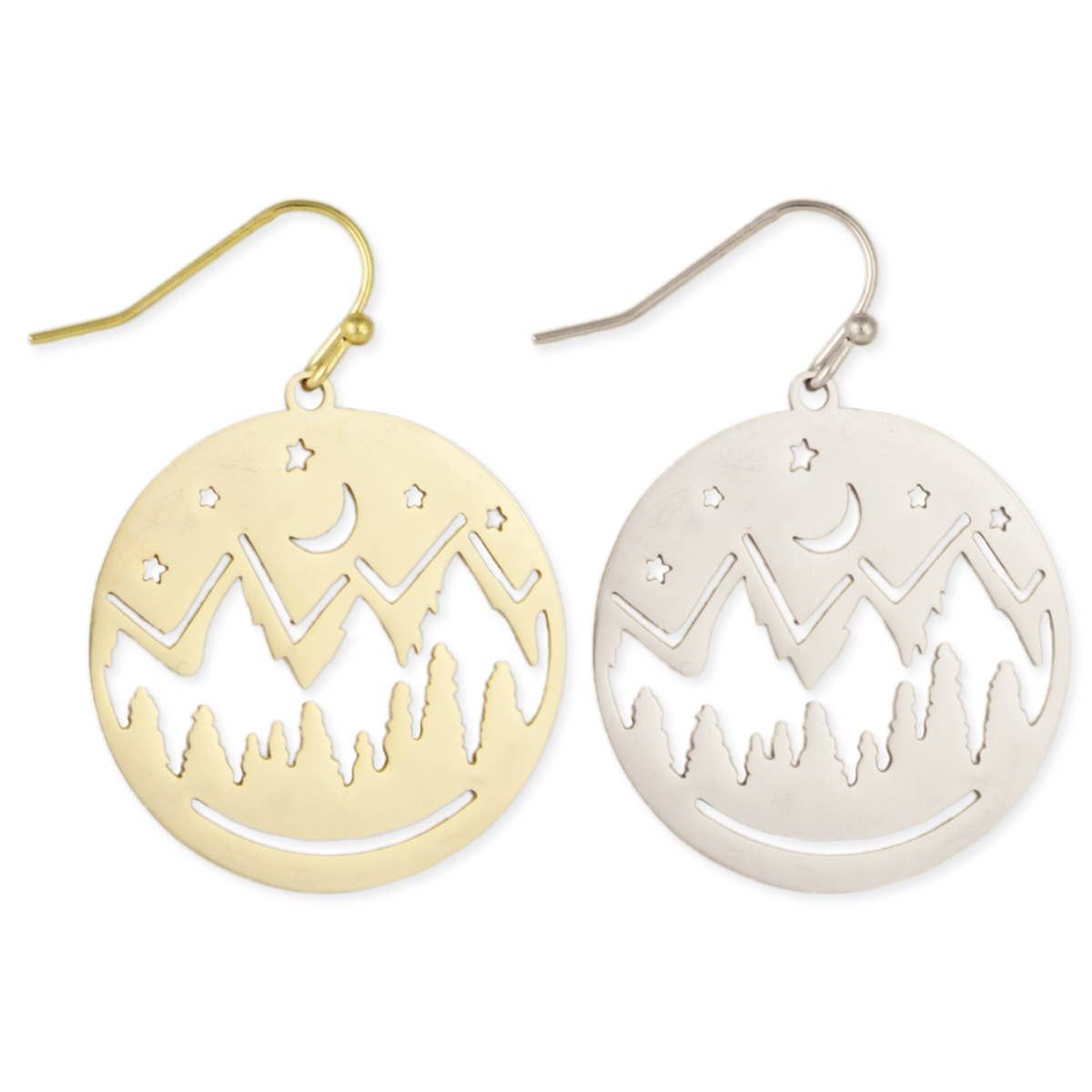 Open Skies Cutout Mountain Round Earrings