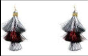 Silver and Maroon Shimmer Tassel Gameday 2" Earring