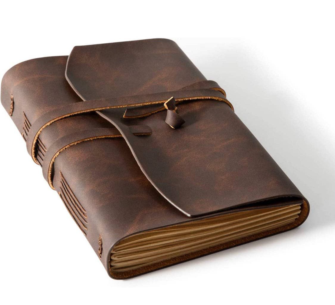 Leather journal diary with ruled craft pages