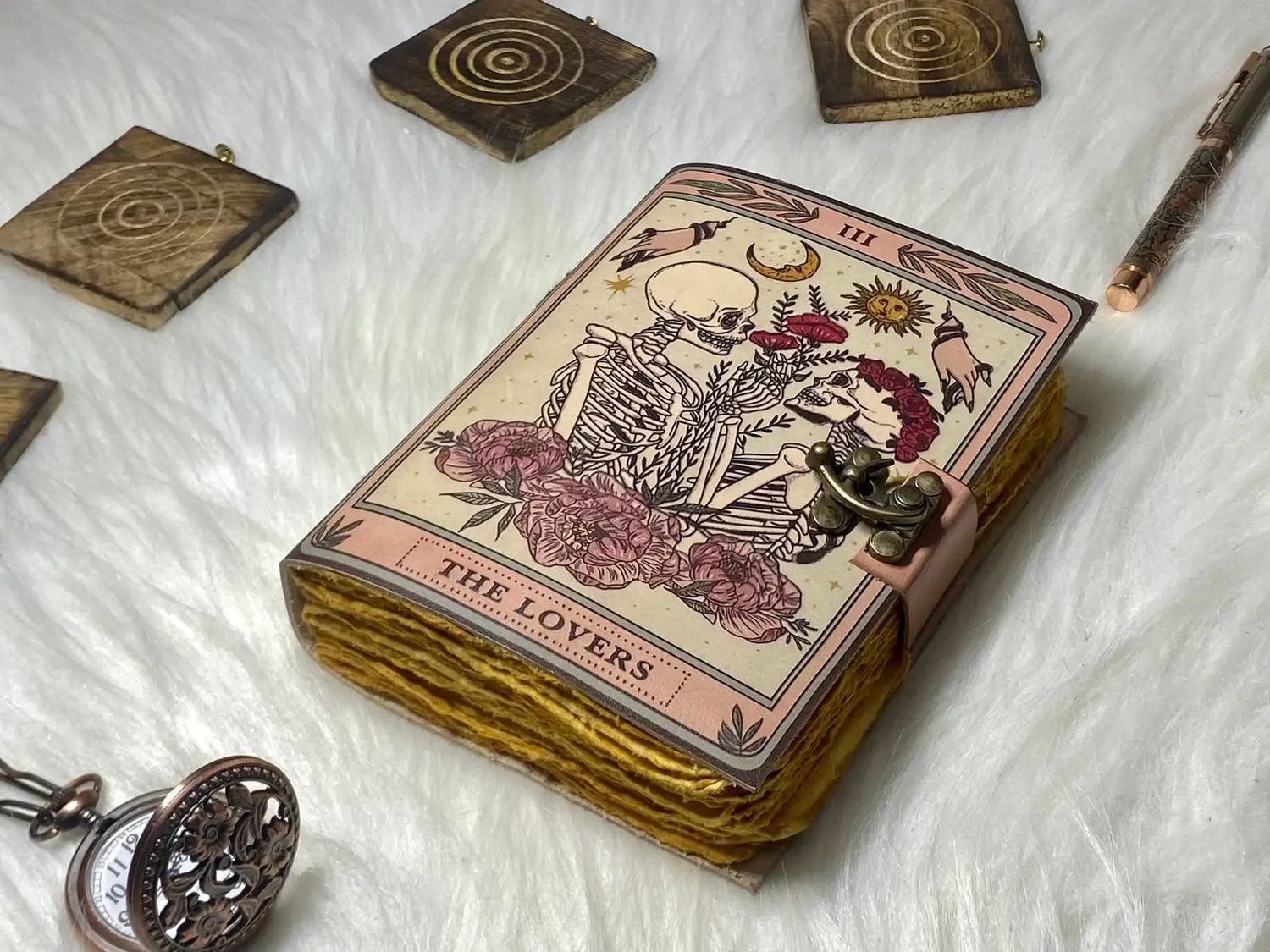 Leather Journal Vintage Notebook with The Lover Print  