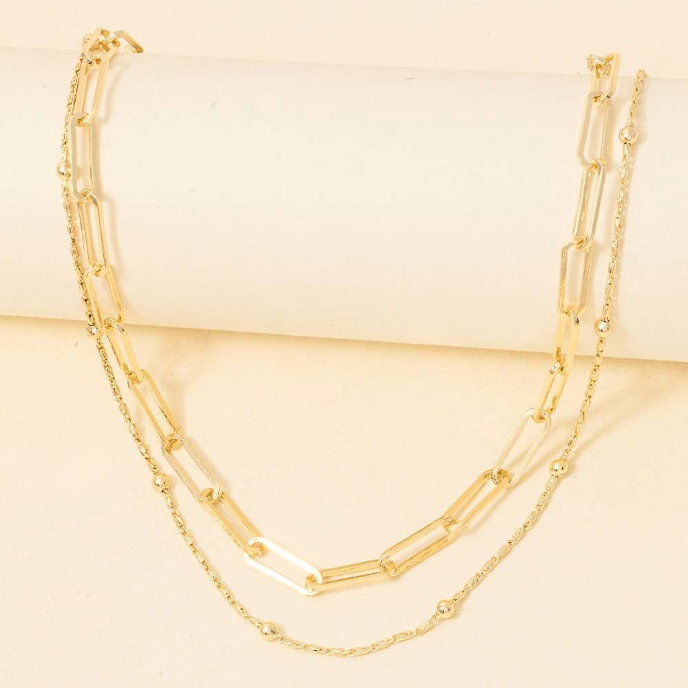 Dainty Mixed Layered Chain Necklace: Gold