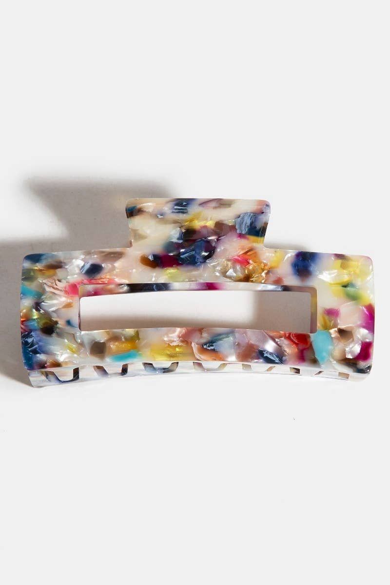 Multi Colored Rectangle Hair Claw: MULTI