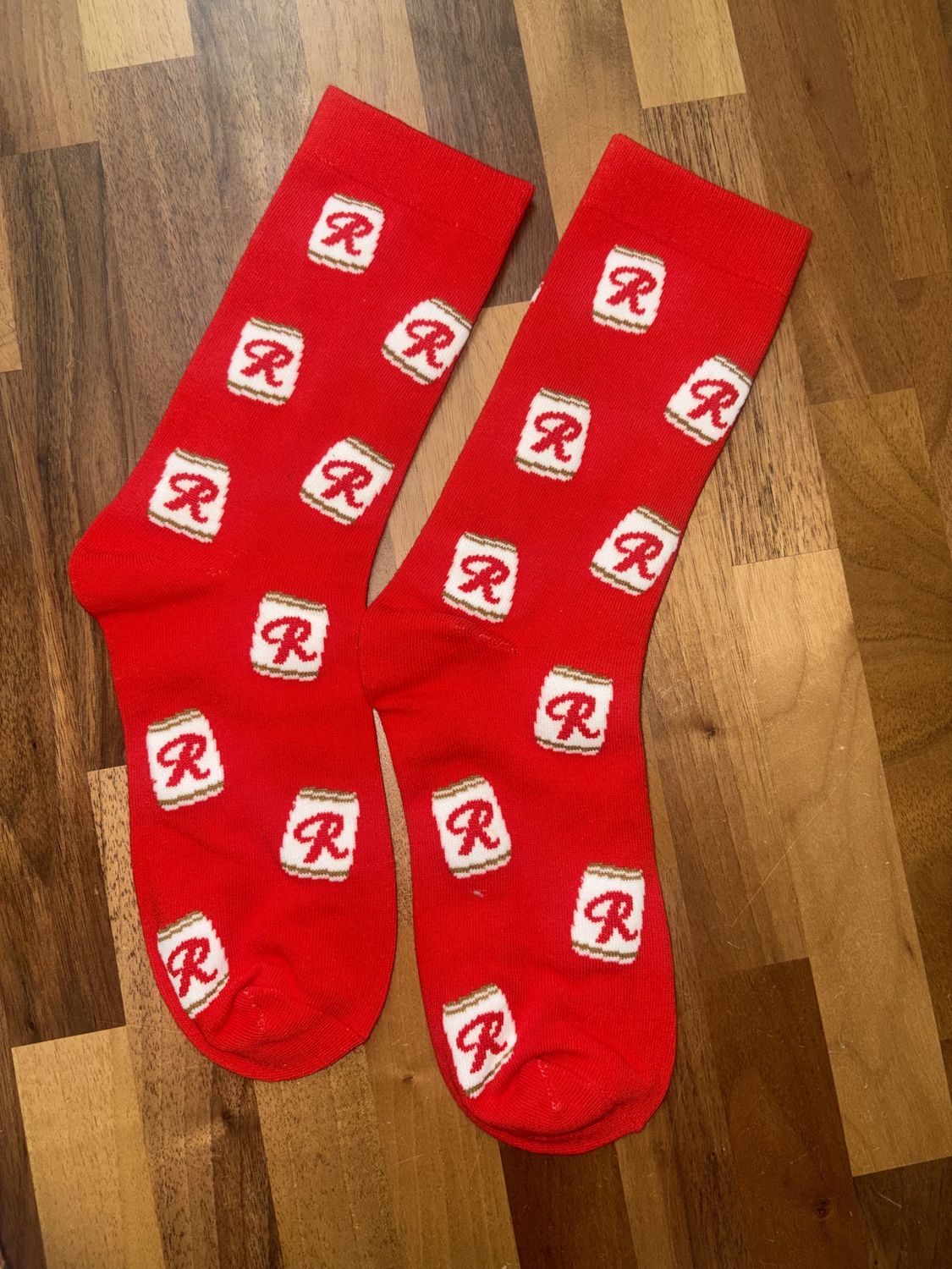 Rainier Beer Socks: XLarge 9-13