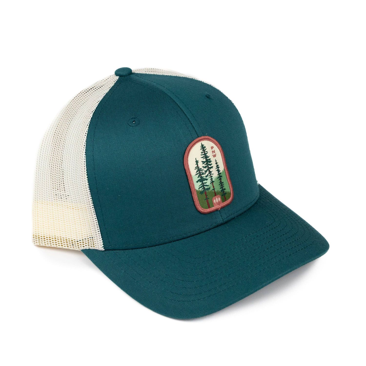 Pacific Northwest Trucker Hat: Deep Teal/ Birch