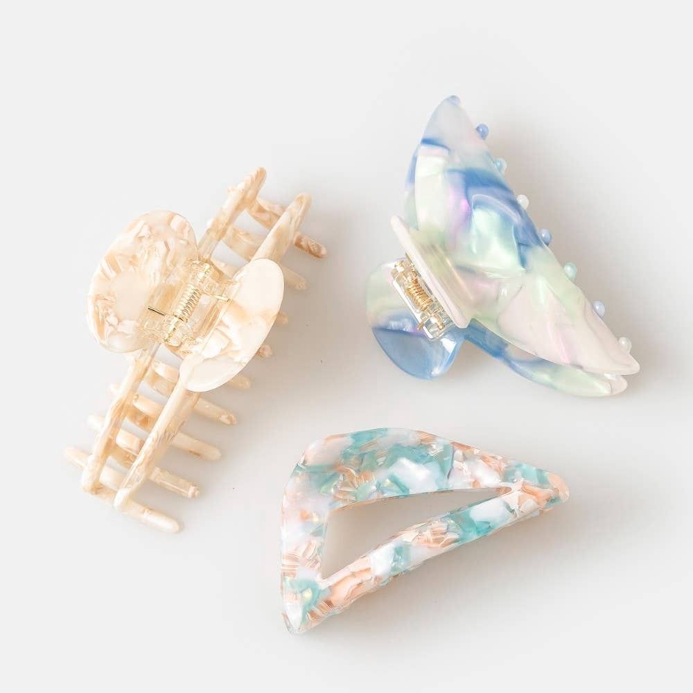 Assorted Shapes Piece Hair Claw Set: MULTI
