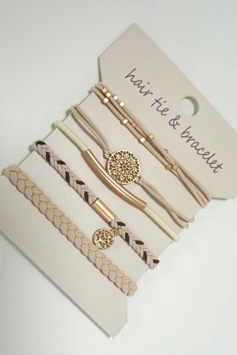 BOHO DUAL FUNCTION KNOT BRACELET HAIR TIES | Off White