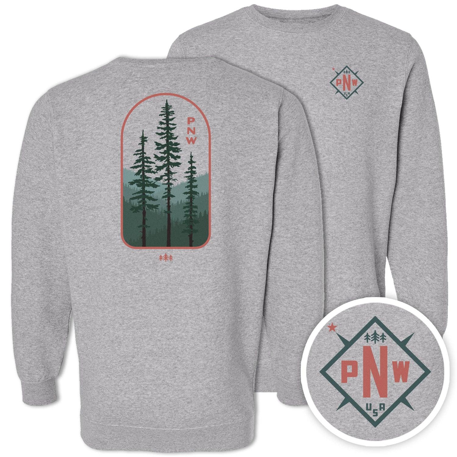 Pacific Northwest Midweight Fleece Crewneck: Heather Mist