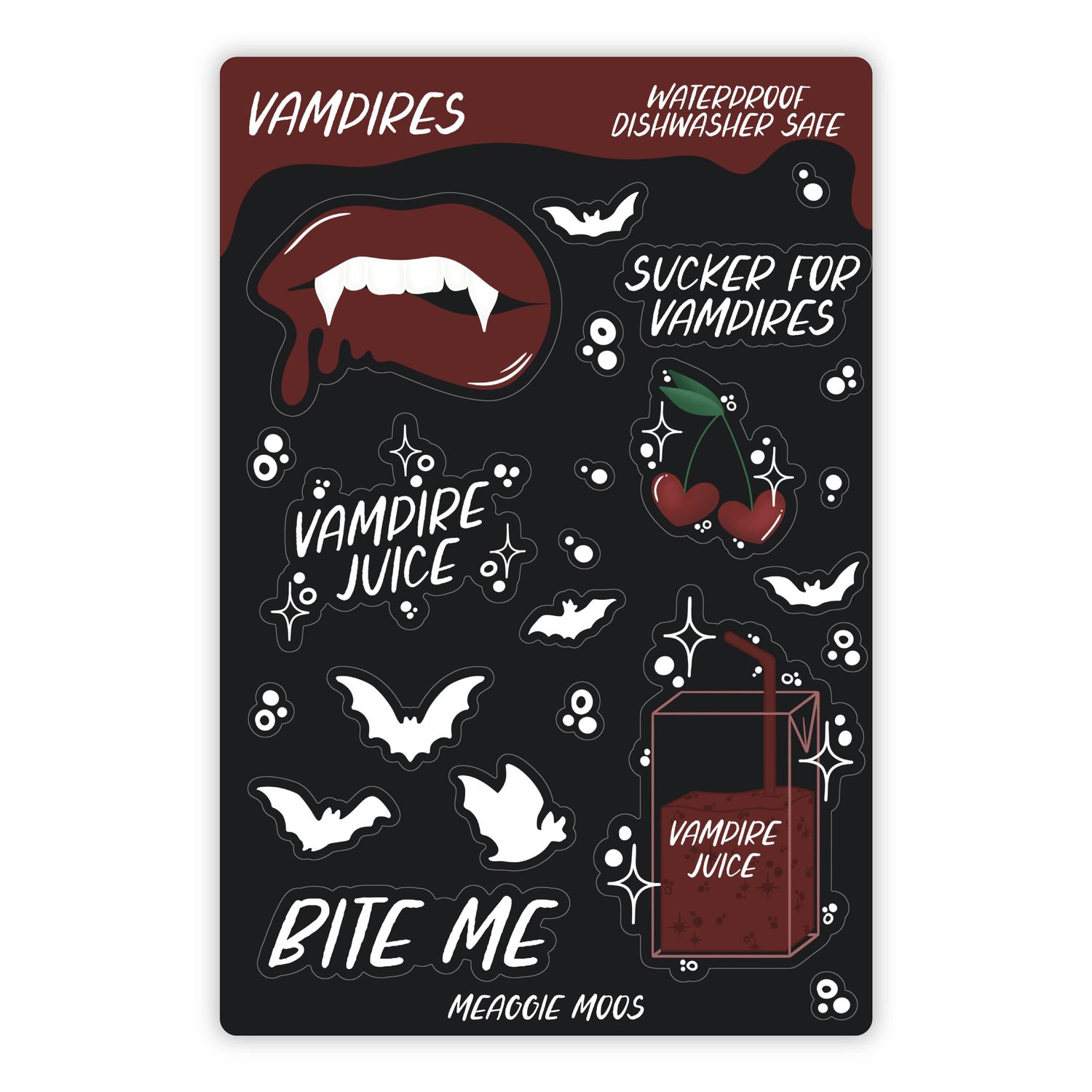 Vampires Waterproof Vinyl Sticker Sheet
