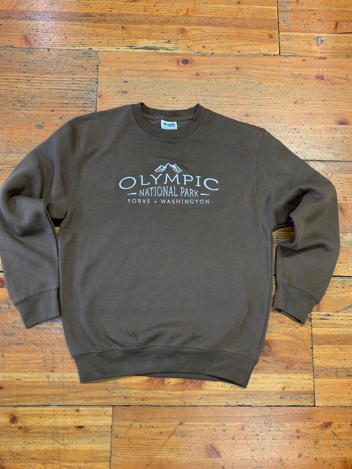 Olympic National Park Embroidered Crewneck Sweater, Color: Brown, Size: Small