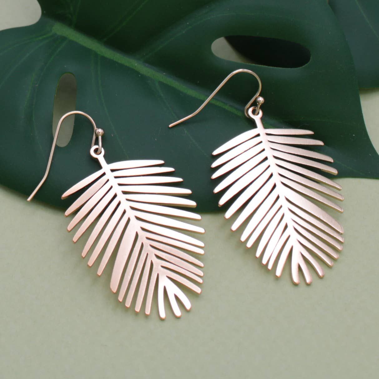Tropical Shade Gold Palm Leaf Earrings