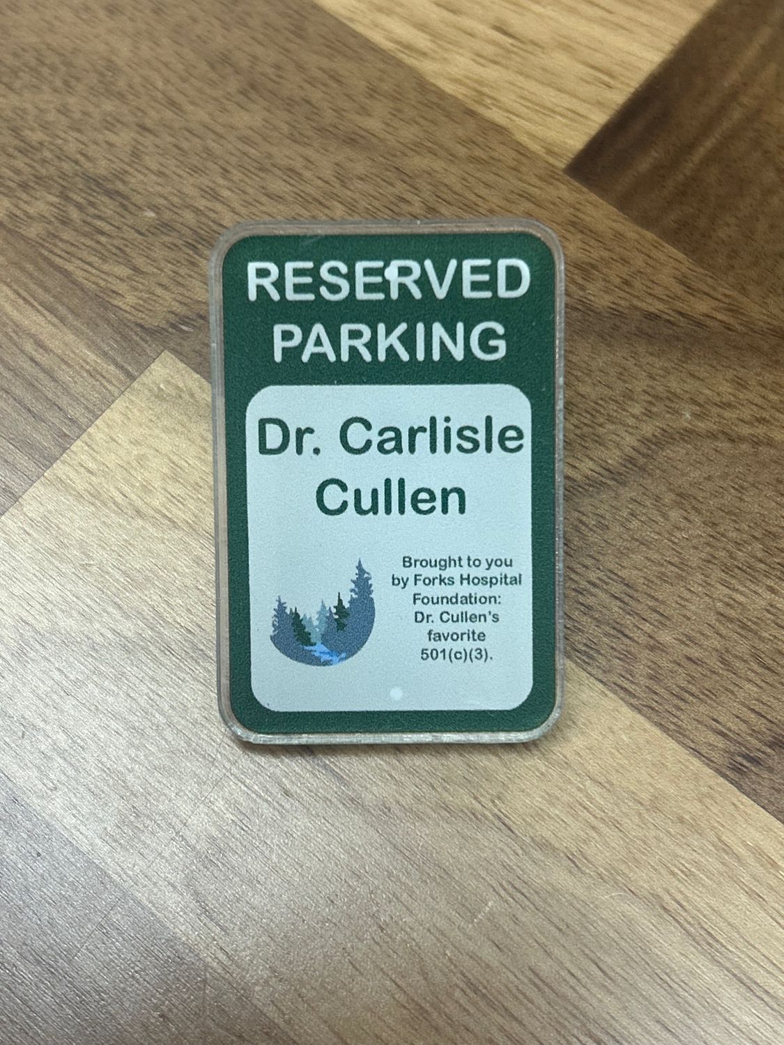 Dr. Cullen Parking Space Pin New Design