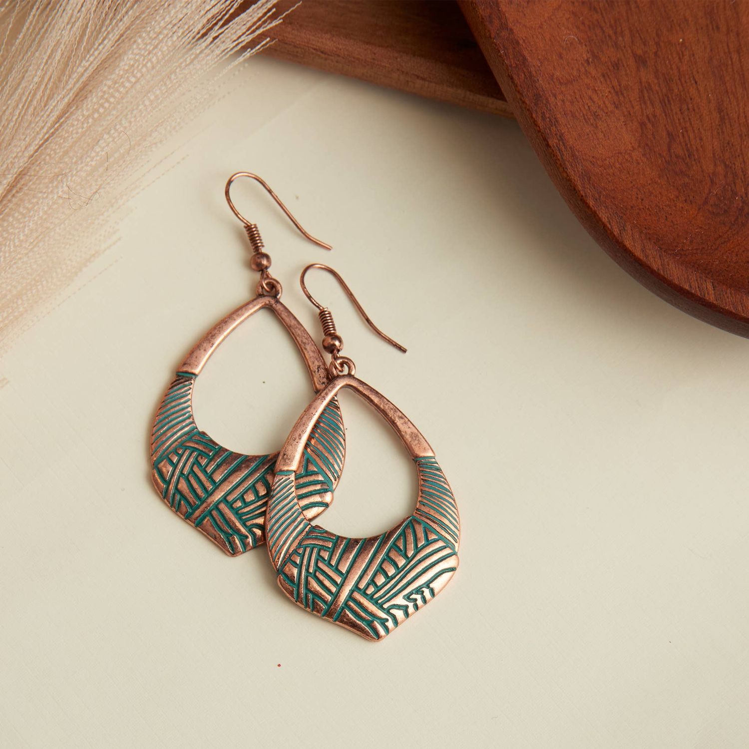 Wild Spirit Western Copper Textured Teardrop Earrings