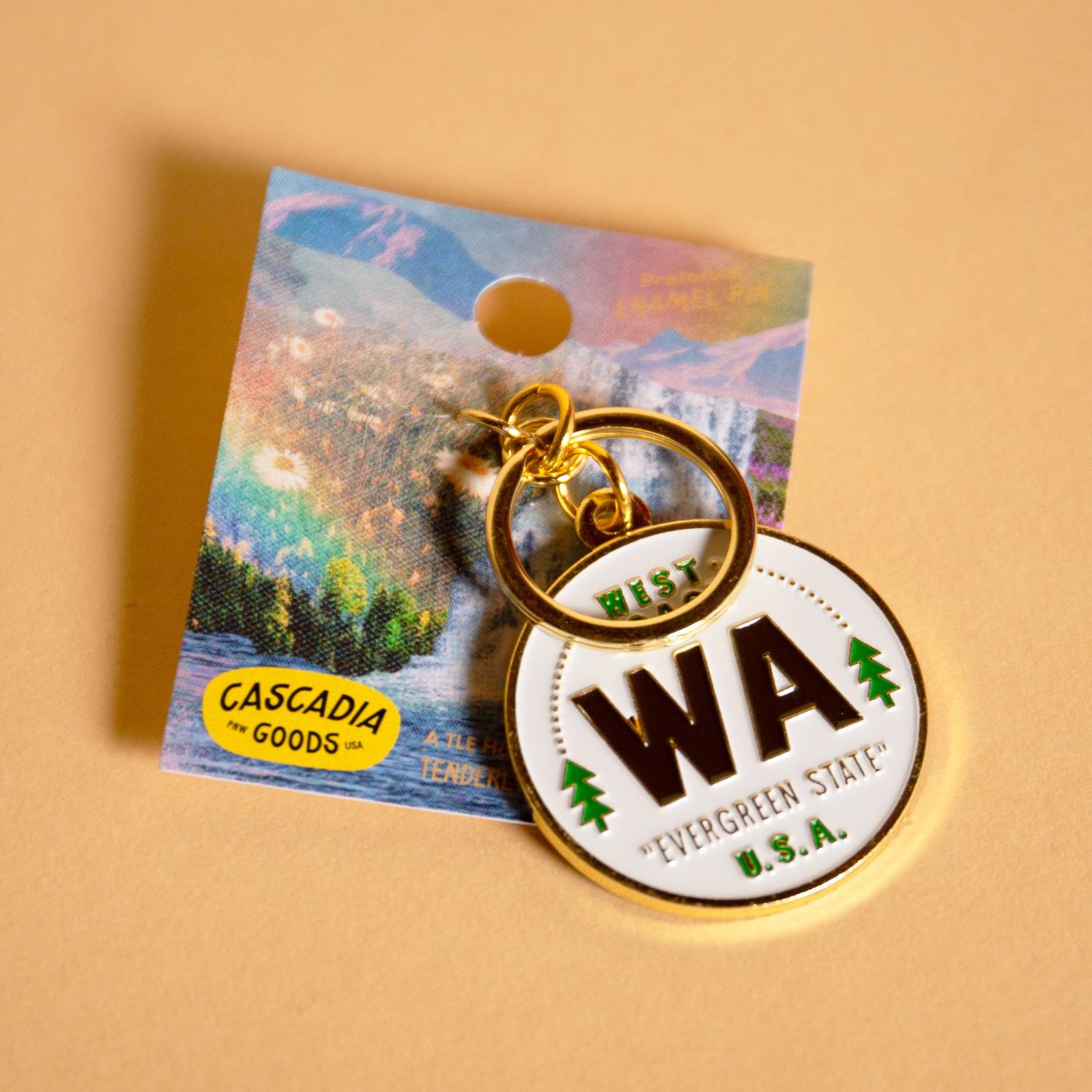 WA Round Enamel Keychain