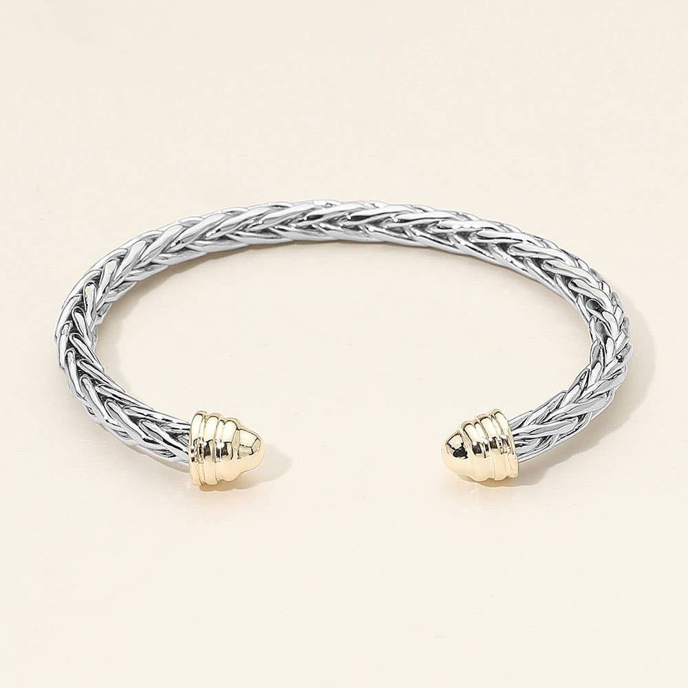 Two Tone Braided Cuff Bracelet