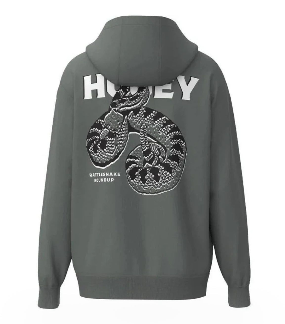 Rattler, Men’s Steel Grey Hoody with Black / White Snake Logo on the Back