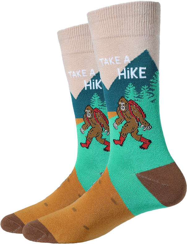 Take a Hike Bigfoot Socks: Brown