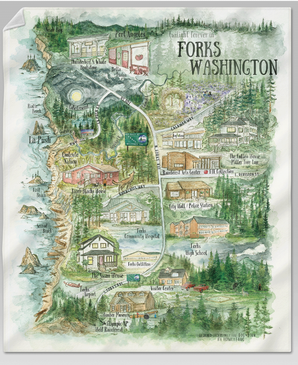 Twilight Hand Drawn Map Blanket