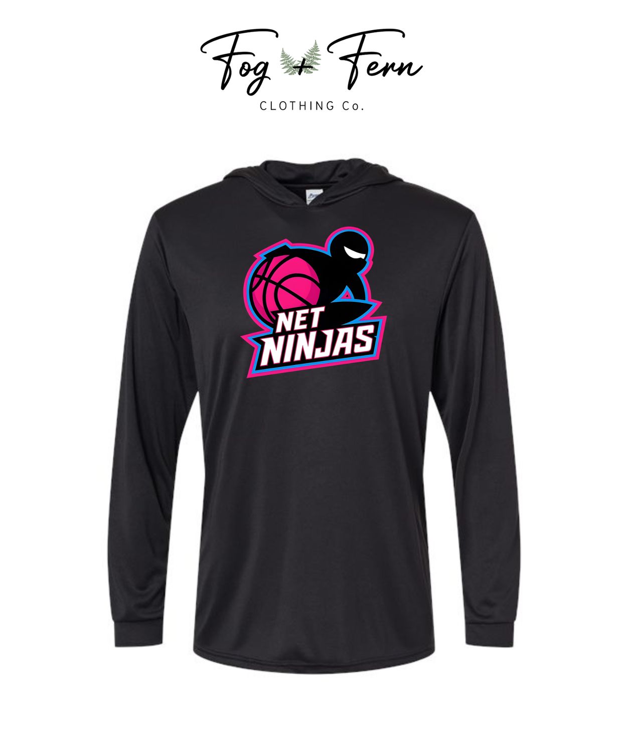 Net Ninja's Youth DriFit Long Sleeve Hooded Pullover - Boy's Team, Color: Black, Size: Youth X-Small