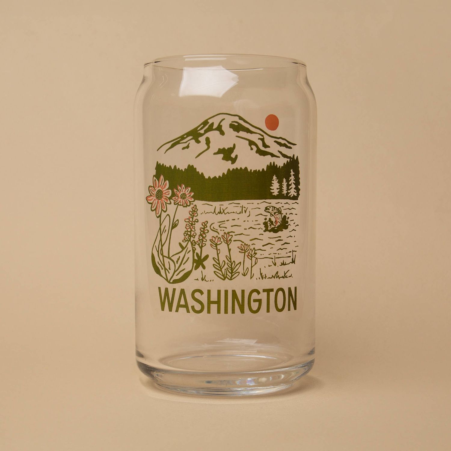 WA Mountain Lake Beer Can Glass