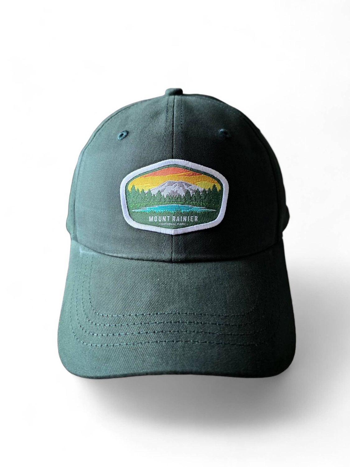 Mount Rainier Hat – National Park Dad Cap: Forest Green