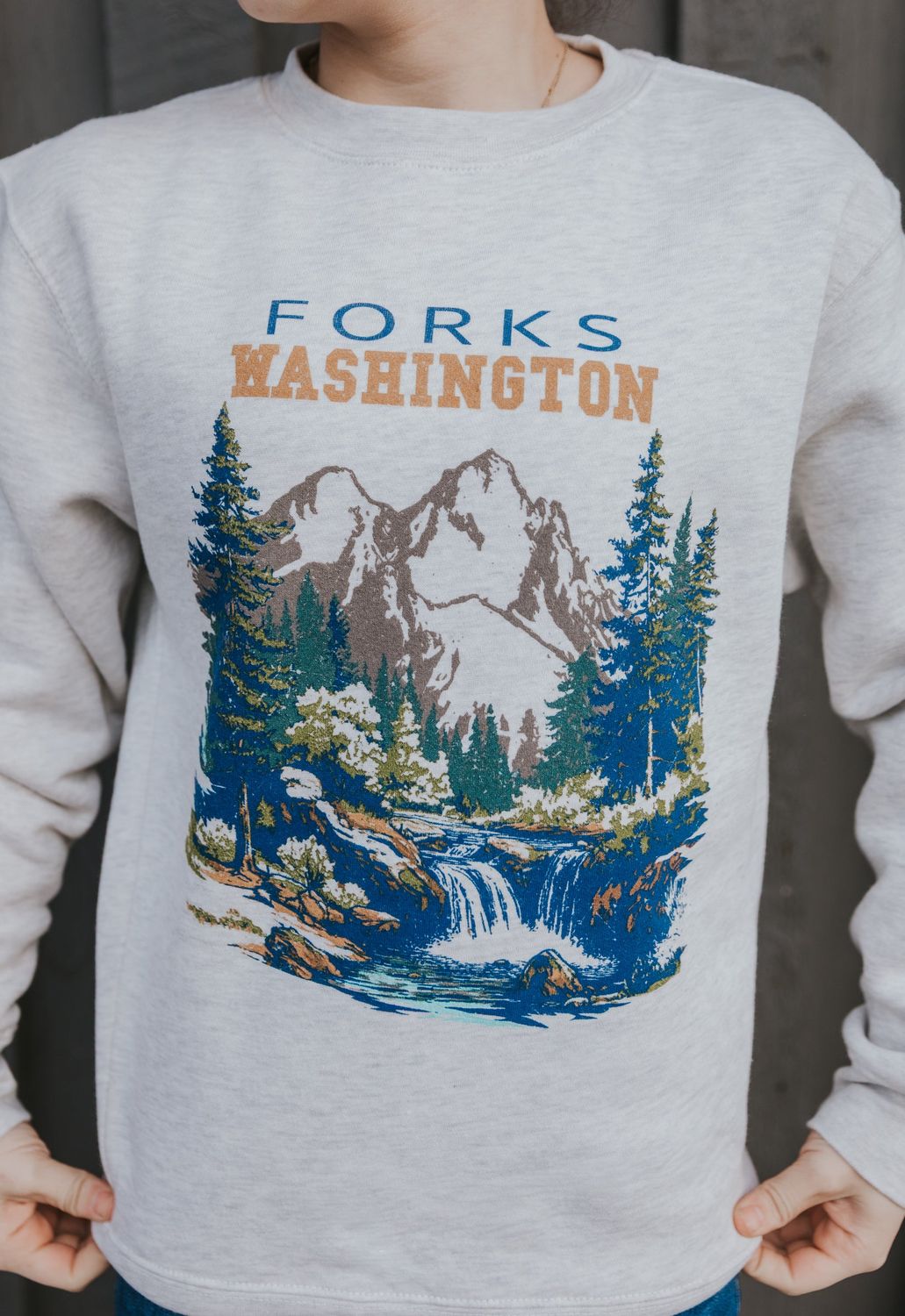Forks Landscape Watercolor Crewneck Sweatshirt