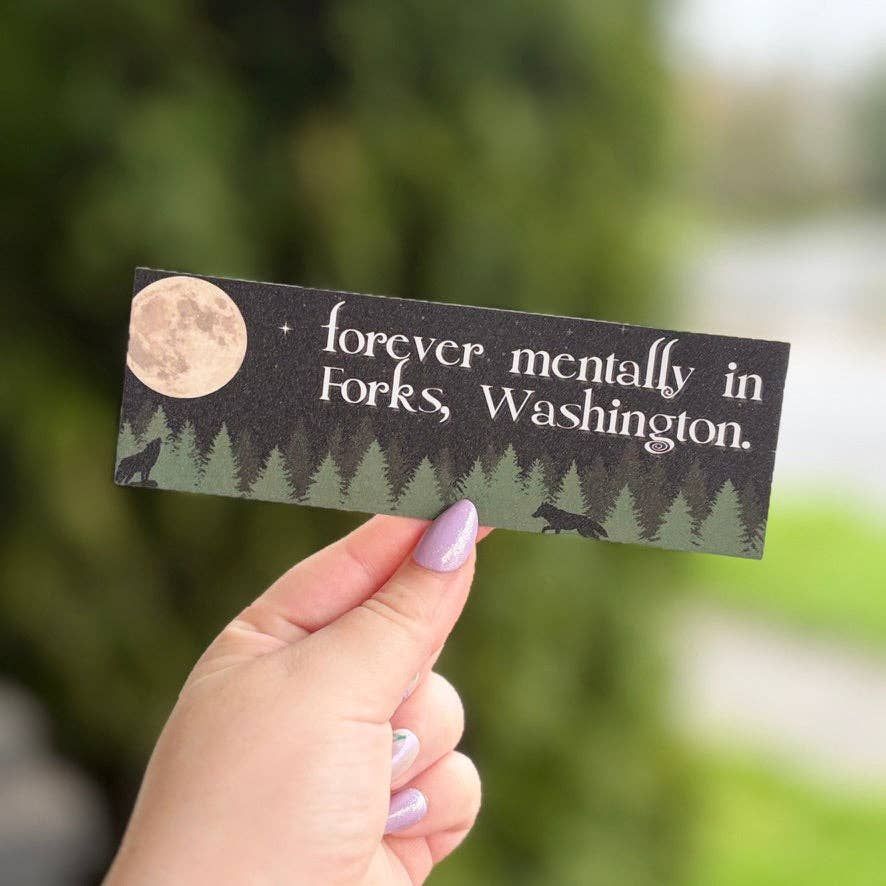 Forever Mentally in Forks Dual-Sided Snow Sparkle Cardstock Bookmark: