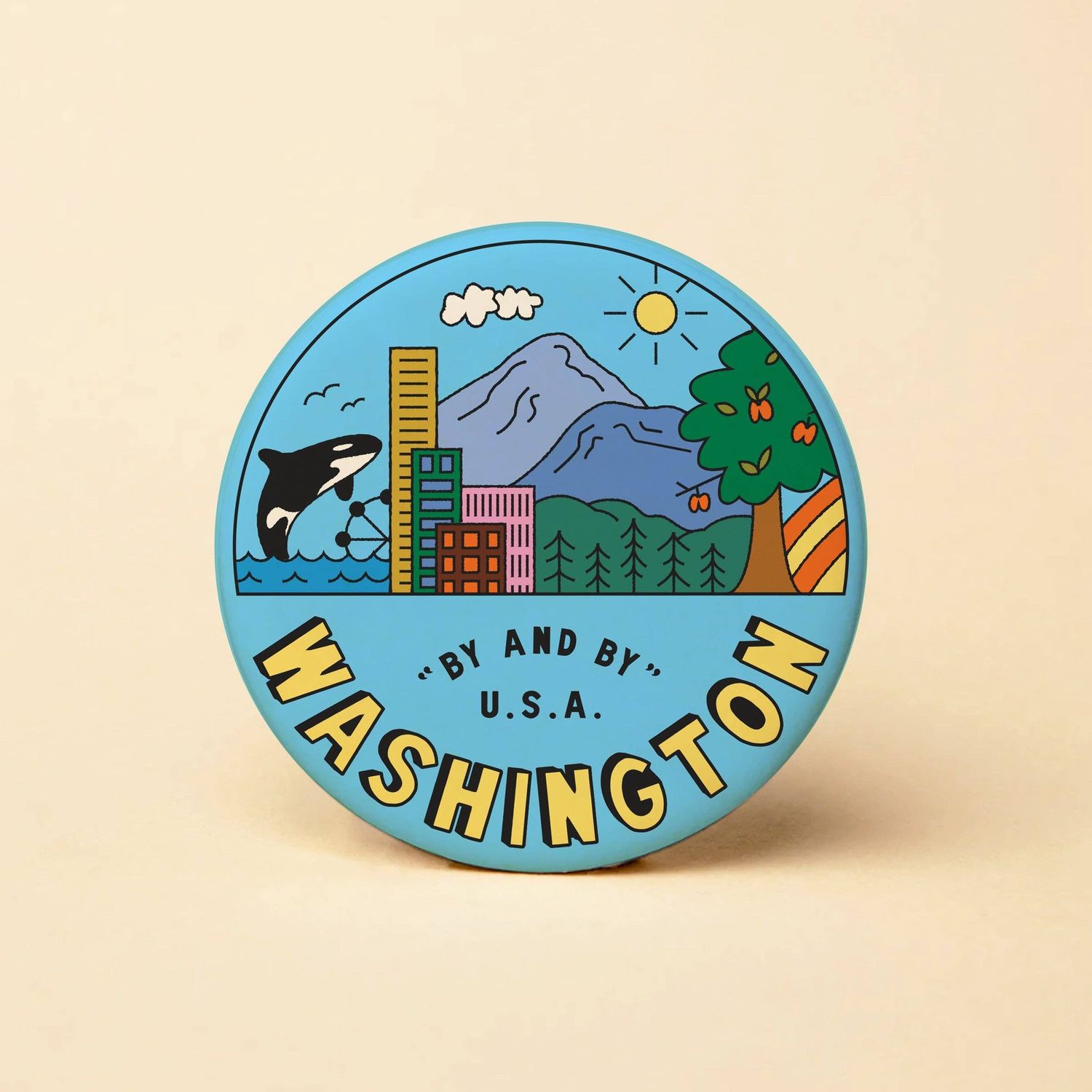 WA State Landscape Round Magnet