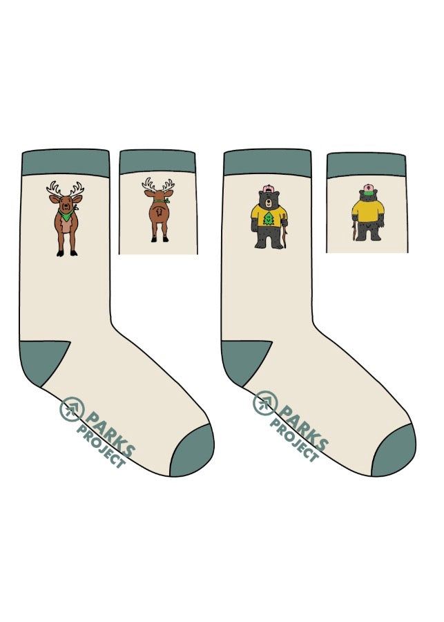 Adventure With Friends Trail Crew Sock 2 Pack Natural Blue Green- M/L
