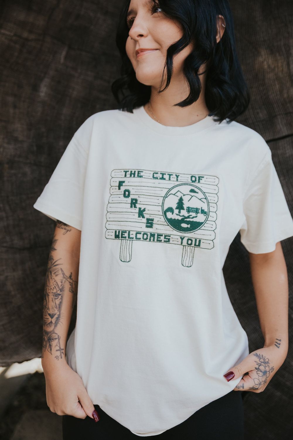 City of Forks Welcomes You Embroidered Tee
