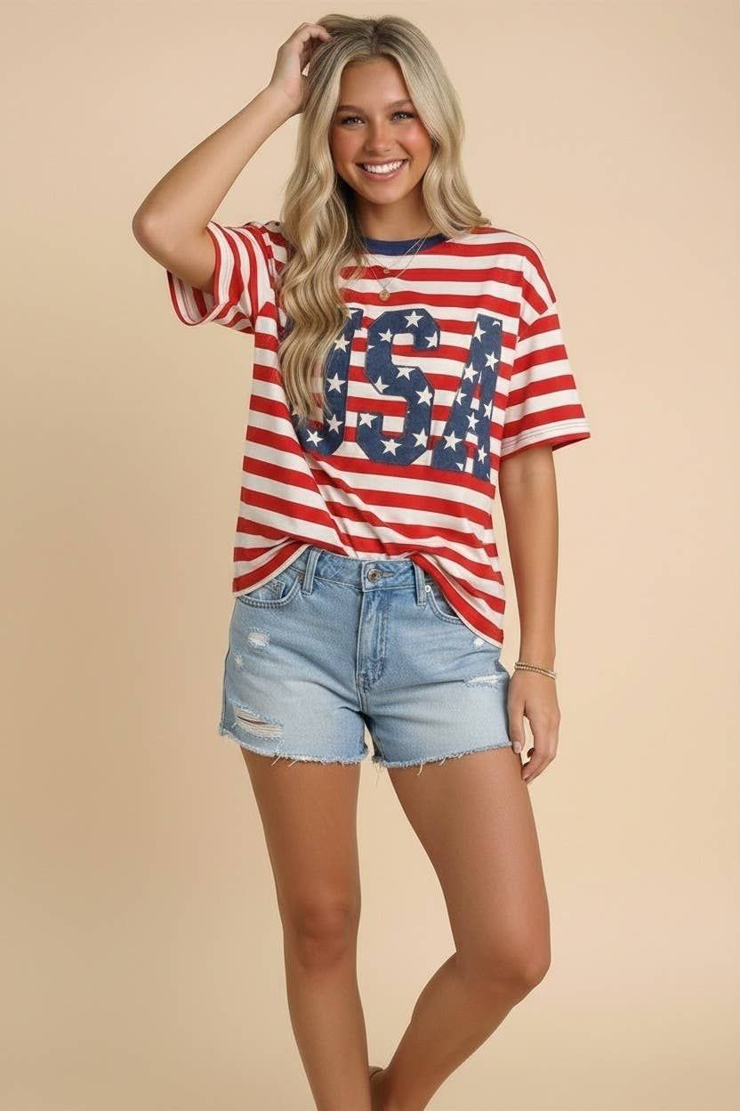 PLUS USA Oversized STRIPE: RED