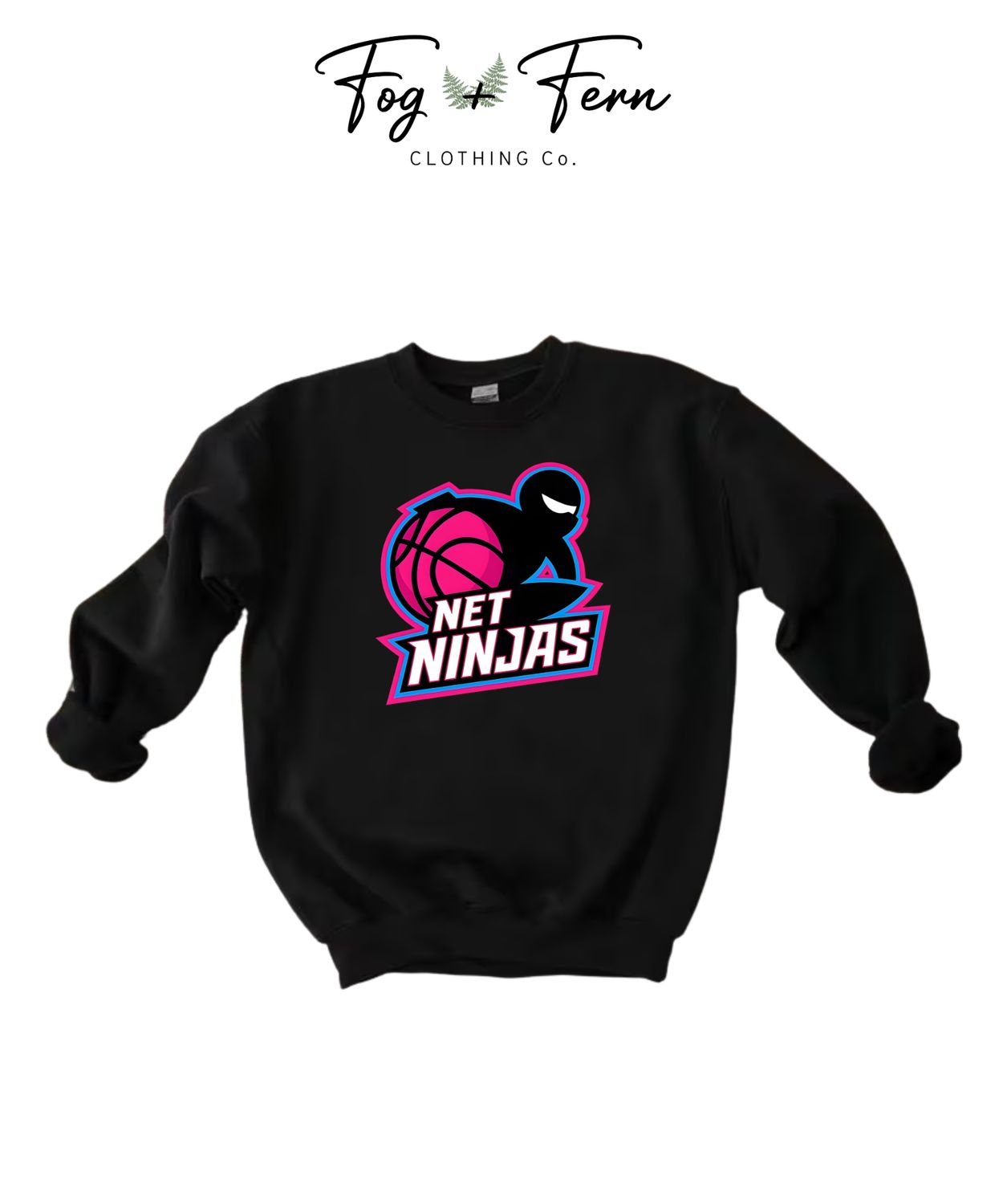 Net Ninja's Adult Crewneck - Boy's Team, Color: Black, Size: Small