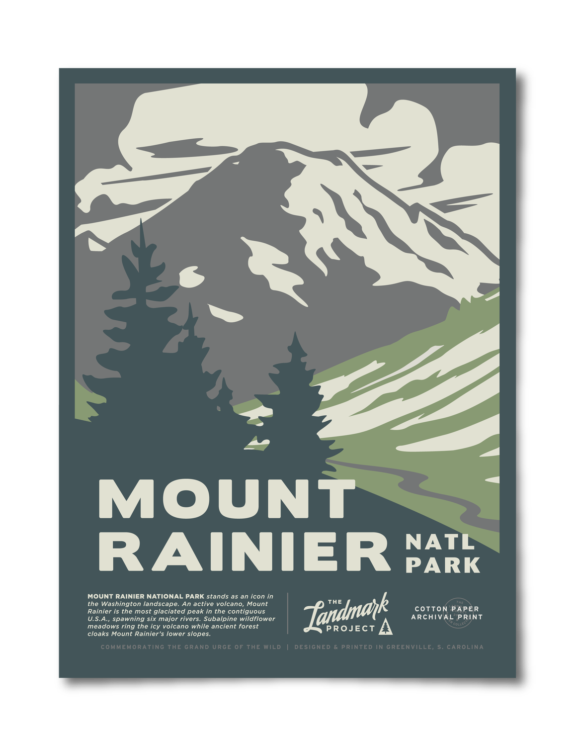 Mount Rainier National Park Poster: 12" x 16"