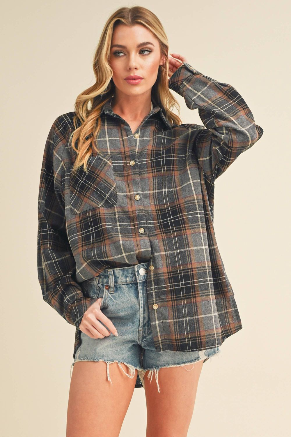 Katie Flannel Shirt Grey