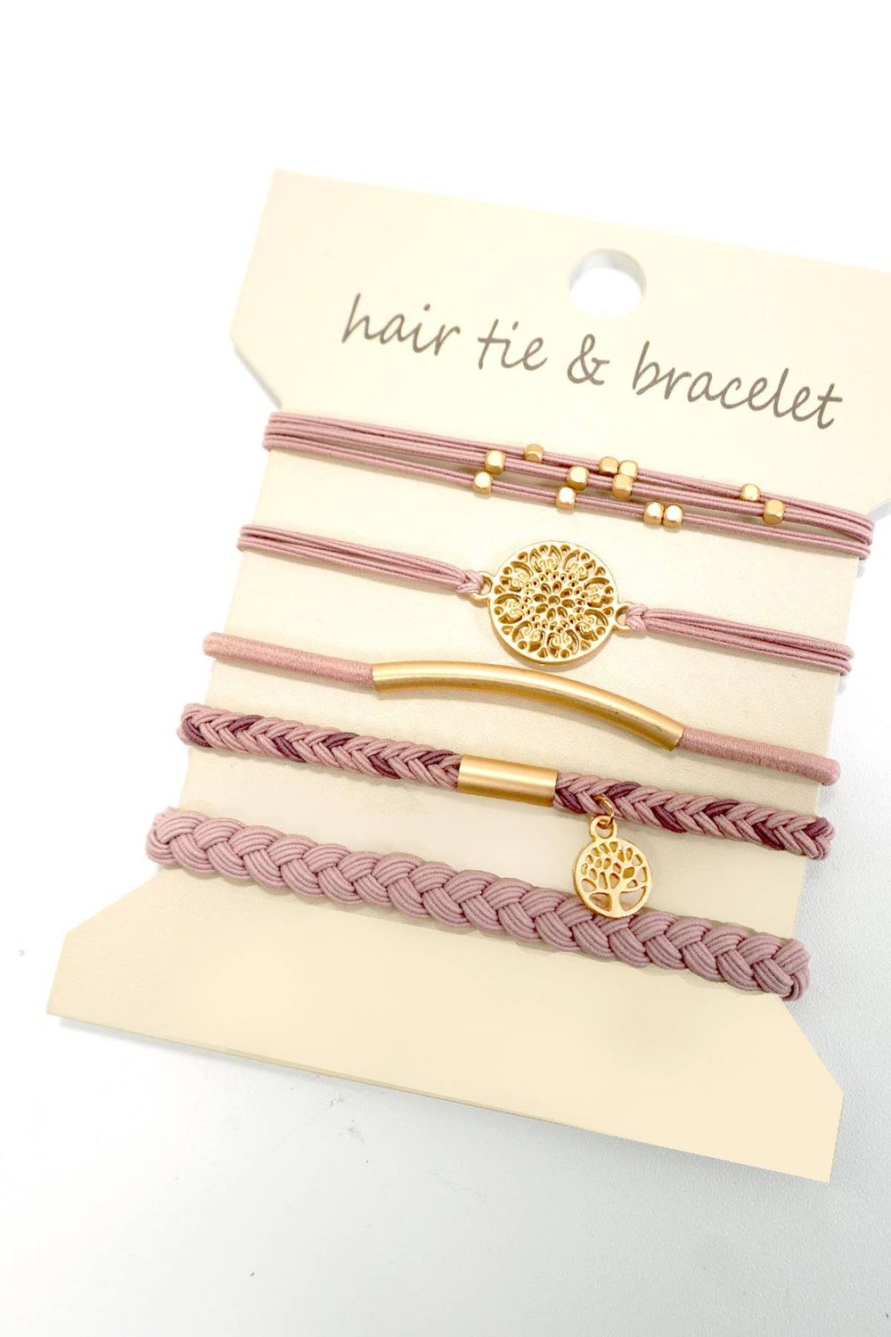 BOHO DUAL FUNCTION KNOT BRACELET HAIR TIES | Pink