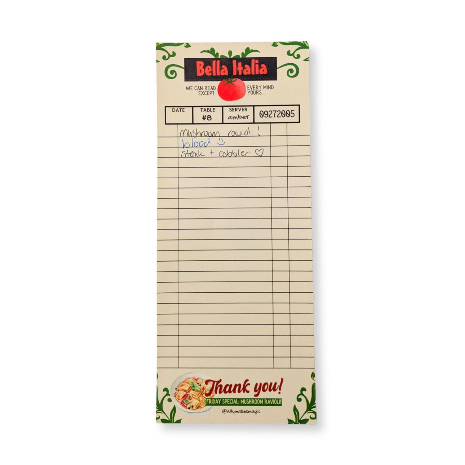 Twilight Notepad- Bella Italia