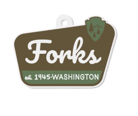 Forks Brown Sign Keychain