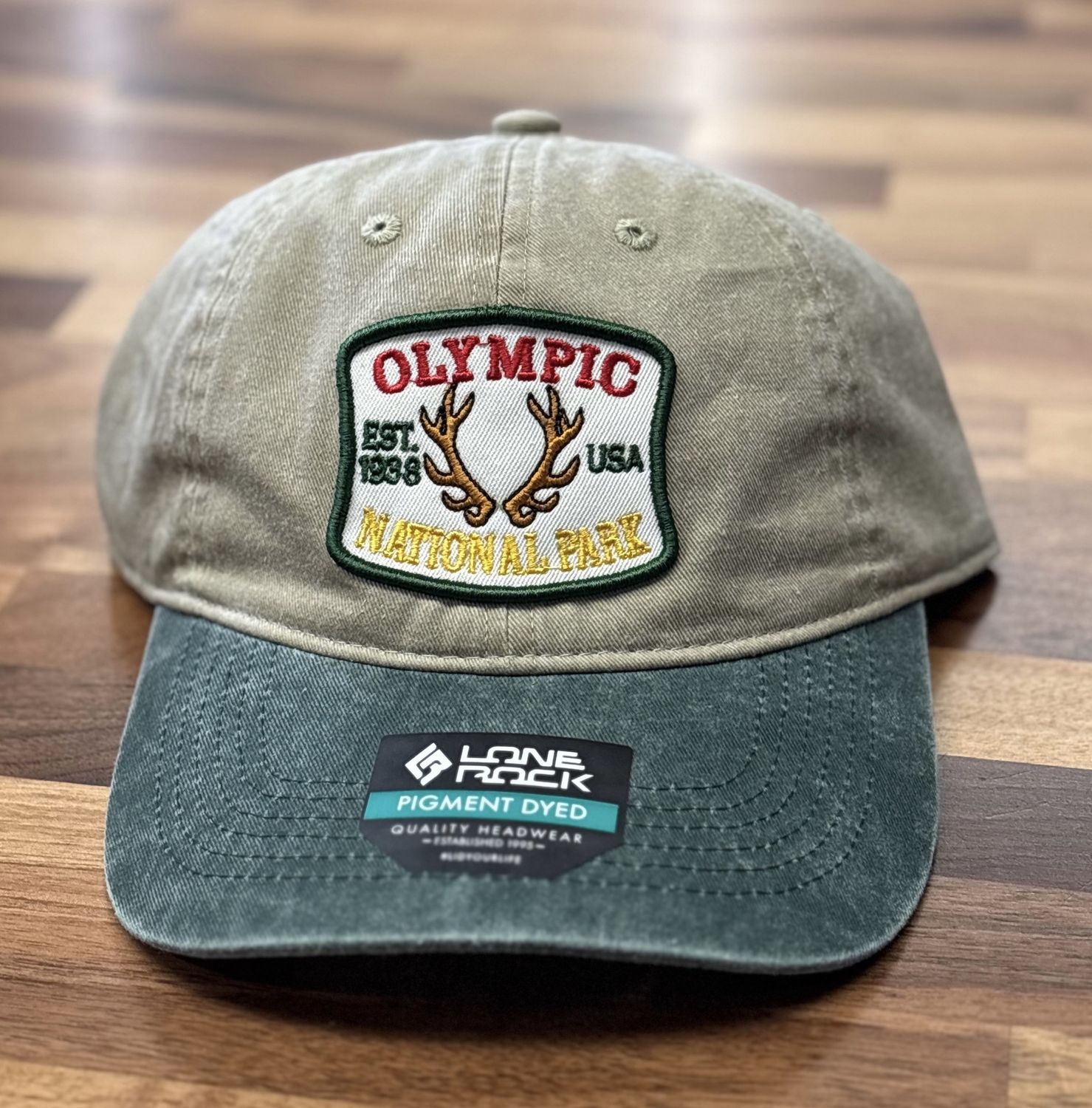 NATL Elk Park Badge Patch Hat, Color: Khaki/Green