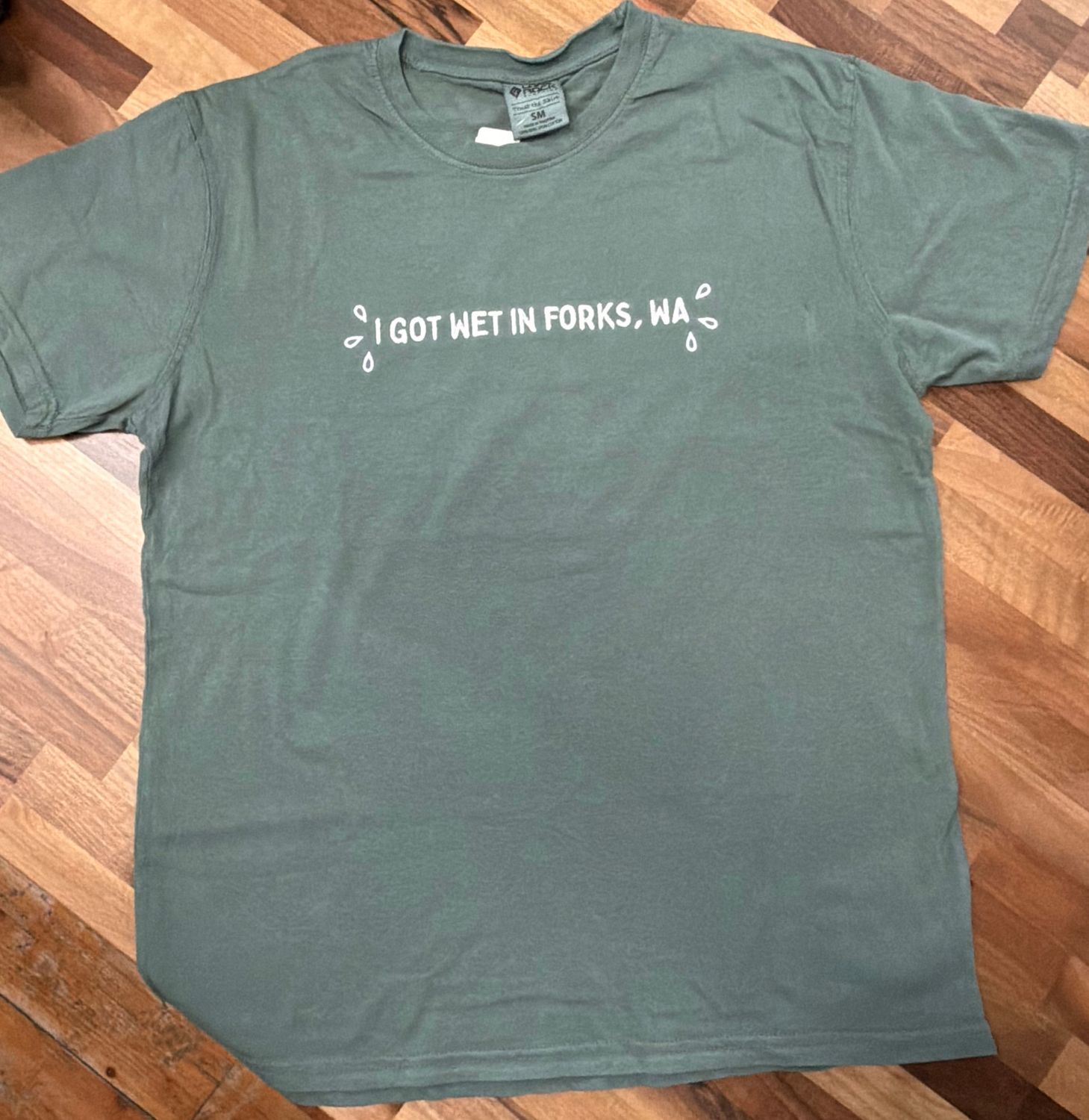 I Got Wet In Forks, WA Short Sleeve Tee, Color: Emerald, Size: Small