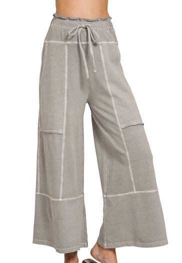 French Terry Exposed Seam Wide Leg Pants