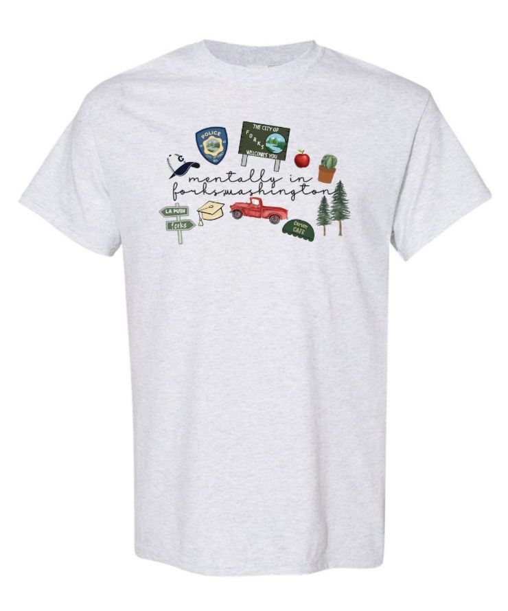Mentally In Forks Design, Color: Ash Grey, Size: Small, Style: Tee