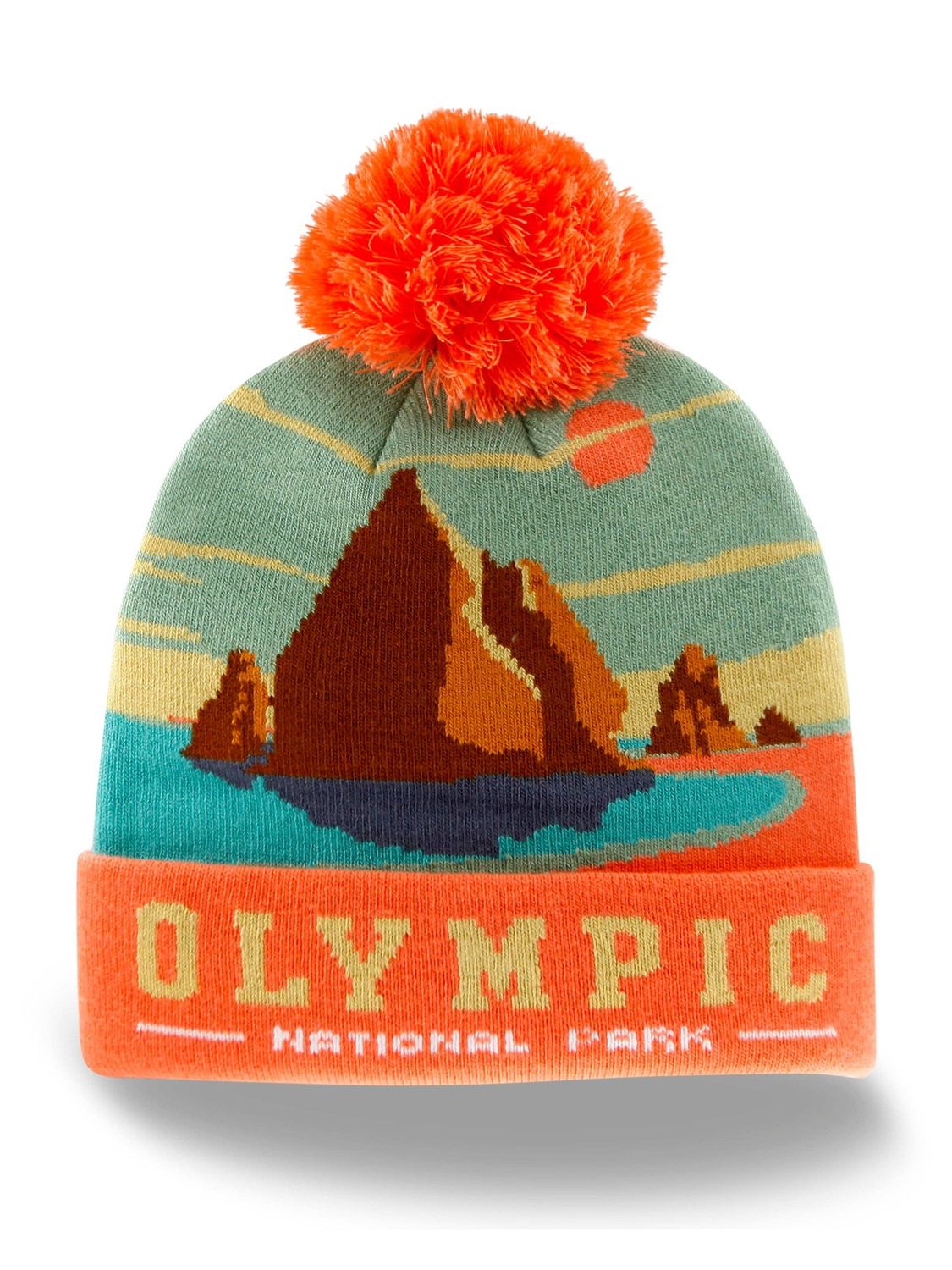 Olympic National Park Knit Beanie Hat with Pom Pom Winter Outdoor Adventure Cap
